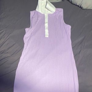 Sleeveless Lilac Purple Rib-Knit dress.